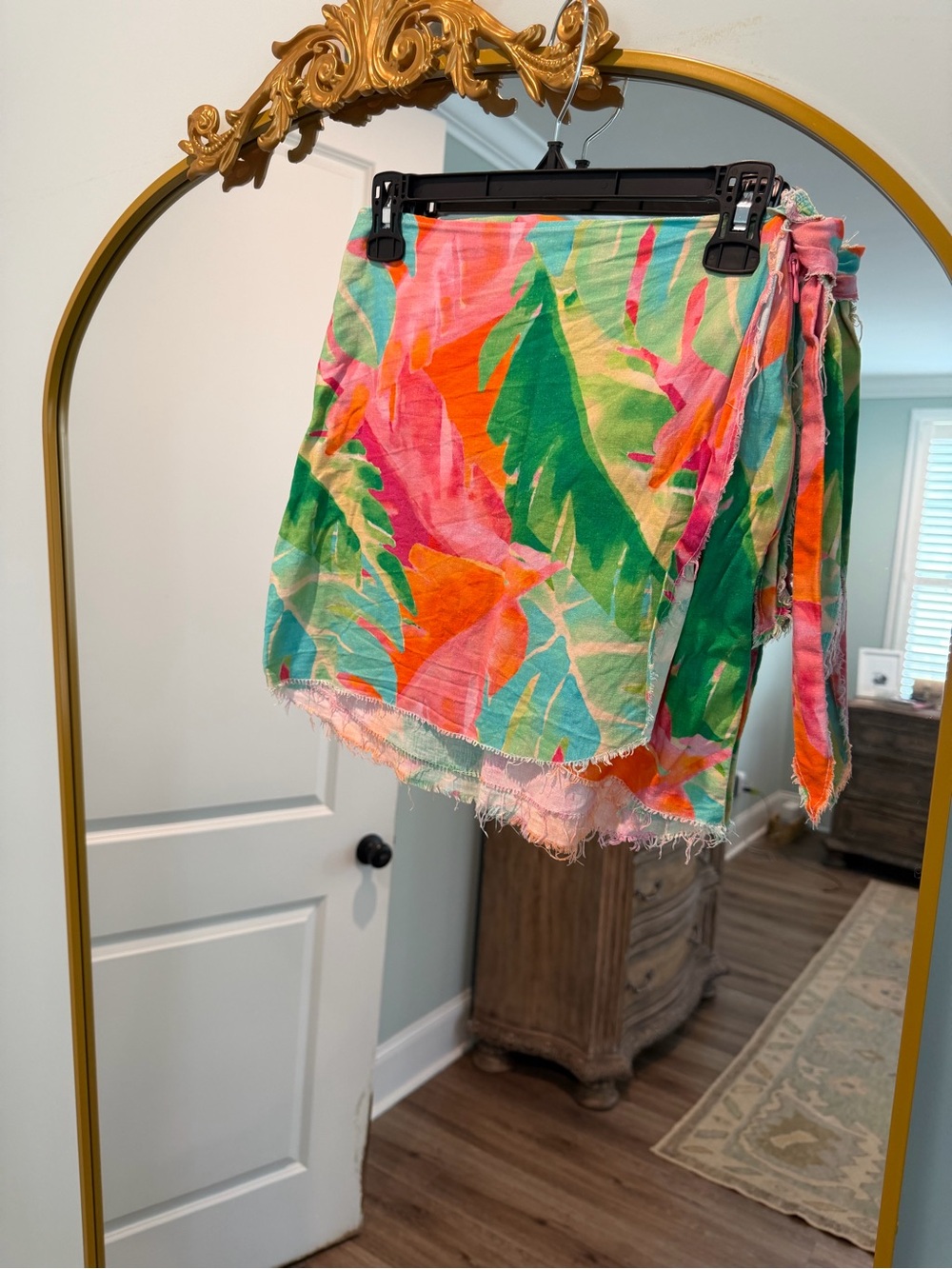 Show Me Your Mumu Tropical Print Mini Skirt in Pink, Green & Orange